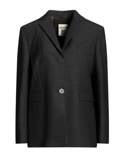 Semicouture Woman Blazer Grey Size 6 Polyester, Virgin Wool, Elastane In Black