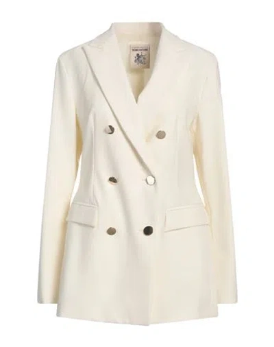 Semicouture Woman Blazer Ivory Size 10 Polyester, Virgin Wool, Elastane