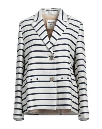 Semicouture Woman Blazer Ivory Size 6 Cotton, Linen In White