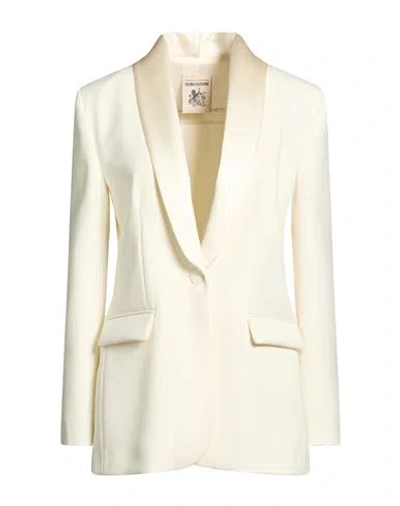 Semicouture Woman Blazer Ivory Size 6 Polyester, Wool, Elastane In Metallic