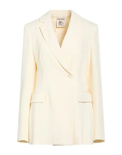 Semicouture Woman Blazer Ivory Size 8 Viscose, Virgin Wool In Pattern