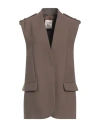 Semicouture Woman Blazer Khaki Size 8 Polyester, Virgin Wool, Elastane In Beige