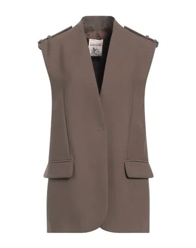 Semicouture Woman Blazer Khaki Size 8 Polyester, Virgin Wool, Elastane In Beige