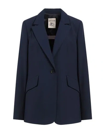 Semicouture Woman Blazer Midnight Blue Size 10 Polyester, Viscose, Elastane, Acetate