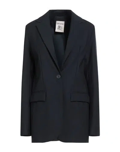 Semicouture Woman Blazer Midnight Blue Size 6 Polyester, Virgin Wool, Elastane