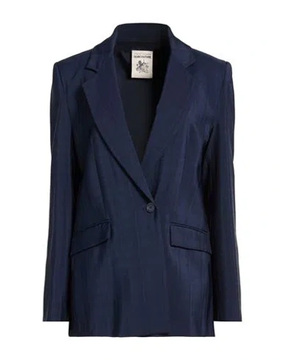 Semicouture Woman Blazer Navy Size 6 Viscose, Polyester In Multi