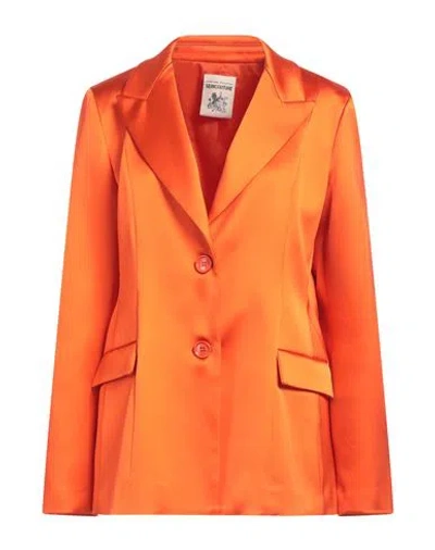 Semicouture Woman Blazer Orange Size 10 Acetate, Polyamide, Elastane, Polyester In Orange