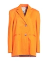 Semicouture Woman Blazer Orange Size 8 Cotton, Elastane