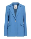 Semicouture Woman Blazer Pastel Blue Size 10 Polyester, Viscose, Elastane, Acetate