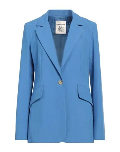 Semicouture Woman Blazer Pastel Blue Size 10 Polyester, Viscose, Elastane, Acetate