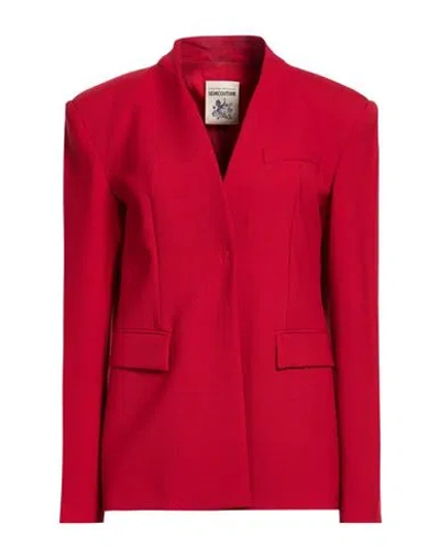 Semicouture Woman Blazer Red Size 6 Polyester, Virgin Wool, Elastane