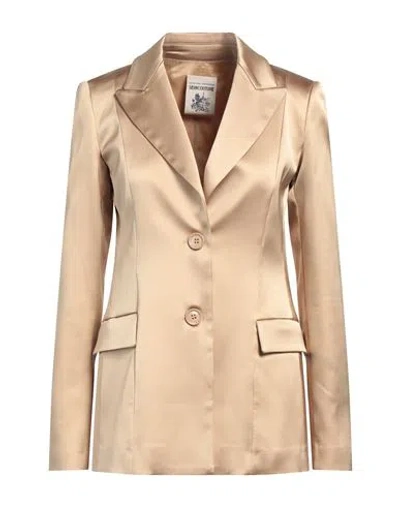 Semicouture Woman Blazer Sand Size 4 Acetate, Polyamide, Elastane, Polyester In Beige