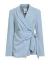Semicouture Woman Blazer Sky Blue Size 6 Polyester, Virgin Wool, Elastane