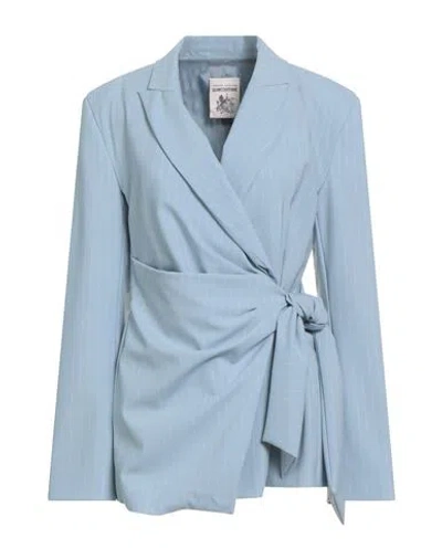 Semicouture Woman Blazer Sky Blue Size 6 Polyester, Virgin Wool, Elastane