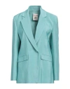 Semicouture Woman Blazer Turquoise Size 8 Viscose, Polyester, Acetate In Blue