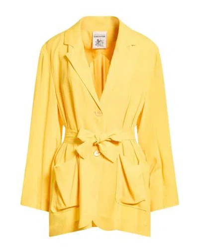 Semicouture Woman Blazer Yellow Size 6 Acetate, Silk