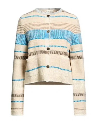 Semicouture Woman Cardigan Beige Size M Acrylic, Polyester, Wool, Polyamide In Multi