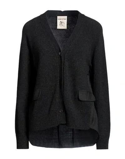 Semicouture Woman Cardigan Charcoal Size Xs Wool, Polyamide In Black