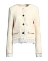Semicouture Woman Cardigan Cream Size 8 Cotton, Virgin Wool, Polyamide, Polyester, Silk