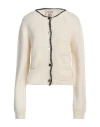 SEMICOUTURE SEMICOUTURE WOMAN CARDIGAN CREAM SIZE M CASHMERE, POLYAMIDE