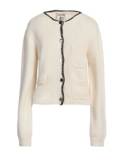 Semicouture Woman Cardigan Cream Size M Cashmere, Polyamide In White