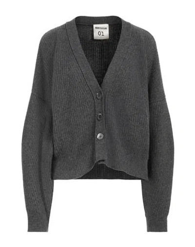 Semicouture Woman Cardigan Lead Size M Wool, Polyamide In Gray