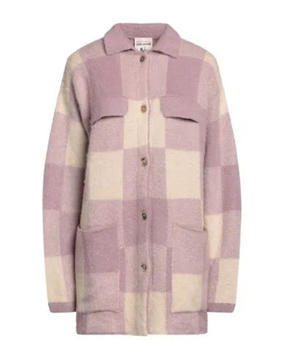 Semicouture Woman Cardigan Lilac Size M Acrylic, Polyamide, Mohair Wool In Purple