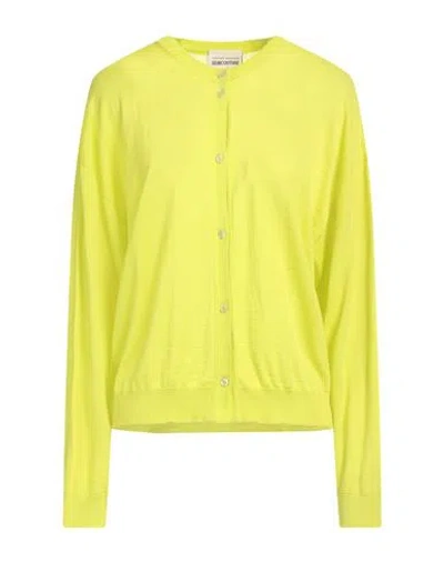 Semicouture Woman Cardigan Lime Green Size M Virgin Wool In Yellow