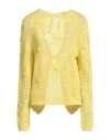 Semicouture Woman Cardigan Yellow Size M Cotton In Yellow