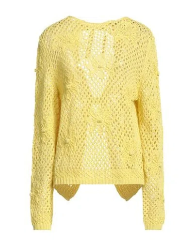 Semicouture Woman Cardigan Yellow Size M Cotton