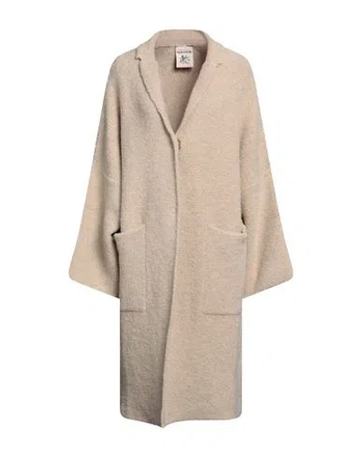 Semicouture Woman Coat Beige Size L Alpaca Wool, Wool, Acrylic, Polyamide, Elastane In Neutral