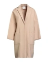 Semicouture Woman Coat Beige Size S Virgin Wool, Polyamide, Cotton, Modal In Neutral