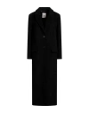 Semicouture Woman Coat Black Size 10 Virgin Wool, Polyamide, Polyester