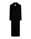 Semicouture Long Punto Milano Coat In Black