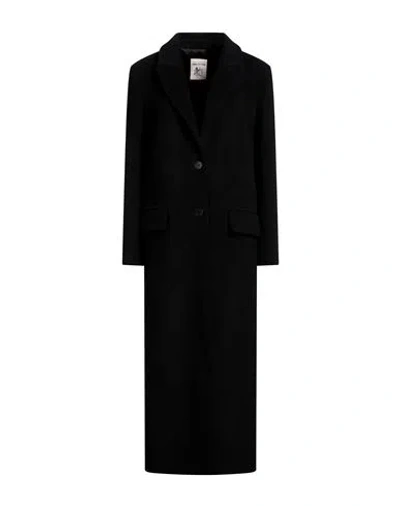 Semicouture Long Punto Milano Coat In Black