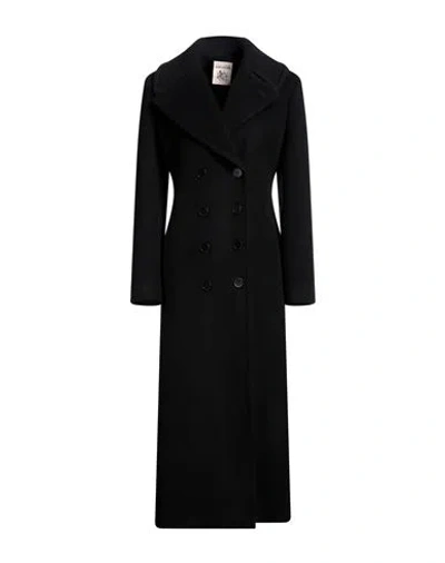 Semicouture Woman Coat Black Size 10 Virgin Wool, Polyamide, Polyester, Viscose