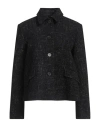 Semicouture Woman Coat Black Size 8 Wool, Polyester, Acrylic, Cotton, Polyamide In Black