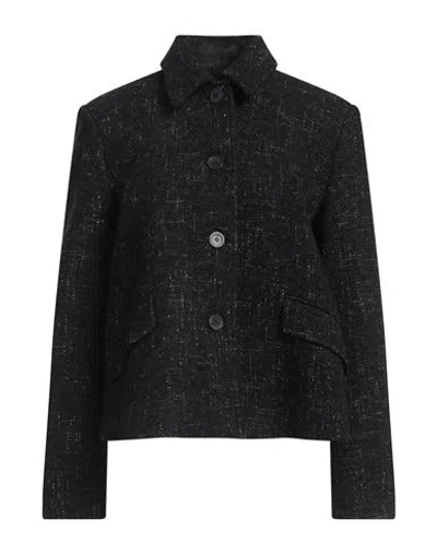Semicouture Woman Coat Black Size 10 Wool, Polyester, Acrylic, Cotton, Polyamide