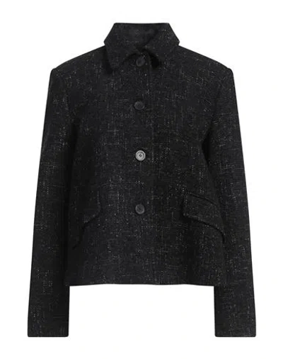 Semicouture Woman Coat Black Size 8 Wool, Polyester, Acrylic, Cotton, Polyamide