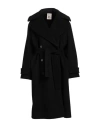 Semicouture Woman Coat Black Size 6 Virgin Wool, Polyamide In Black
