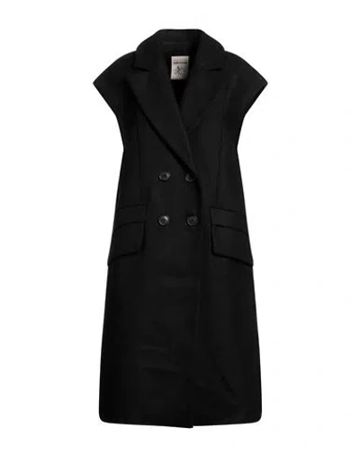 Semicouture Woman Coat Black Size 6 Virgin Wool, Polyamide, Polyester