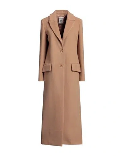 Semicouture Woman Coat Camel Size 8 Virgin Wool, Polyamide, Polyester In Beige