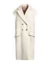 Semicouture Woman Coat Cream Size 6 Virgin Wool, Polyamide, Polyester In Neutral