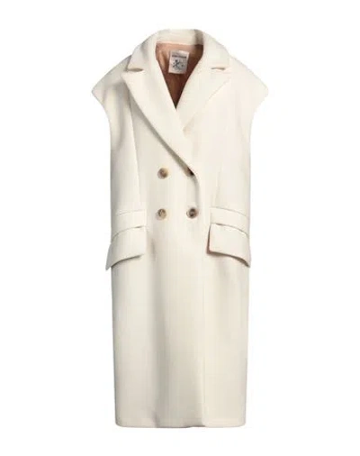 Semicouture Woman Coat Cream Size 6 Virgin Wool, Polyamide, Polyester In Neutral