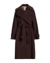 Semicouture Woman Coat Dark Brown Size 10 Virgin Wool, Polyamide