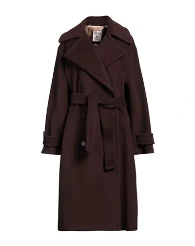 Semicouture Woman Coat Dark Brown Size 10 Virgin Wool, Polyamide