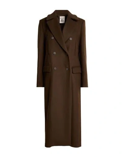 Semicouture Woman Coat Dark Brown Size 8 Wool, Polyamide