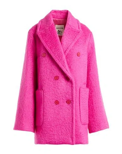 Semicouture Woman Coat Fuchsia Size 6 Mohair Wool, Virgin Wool, Polyamide In Pink