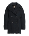 Semicouture Woman Coat Midnight Blue Size 8 Virgin Wool, Alpaca Wool, Polyamide, Polyester