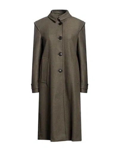 Semicouture Woman Coat Military Green Size 10 Wool, Polyamide